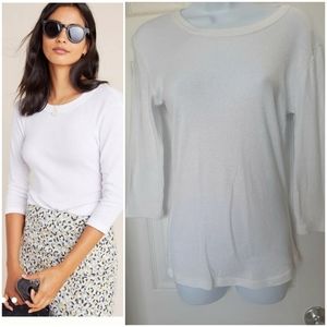 NWOT Michael Stars Anthropologie shimmer white tee womens size XS S 1/2 sleeve